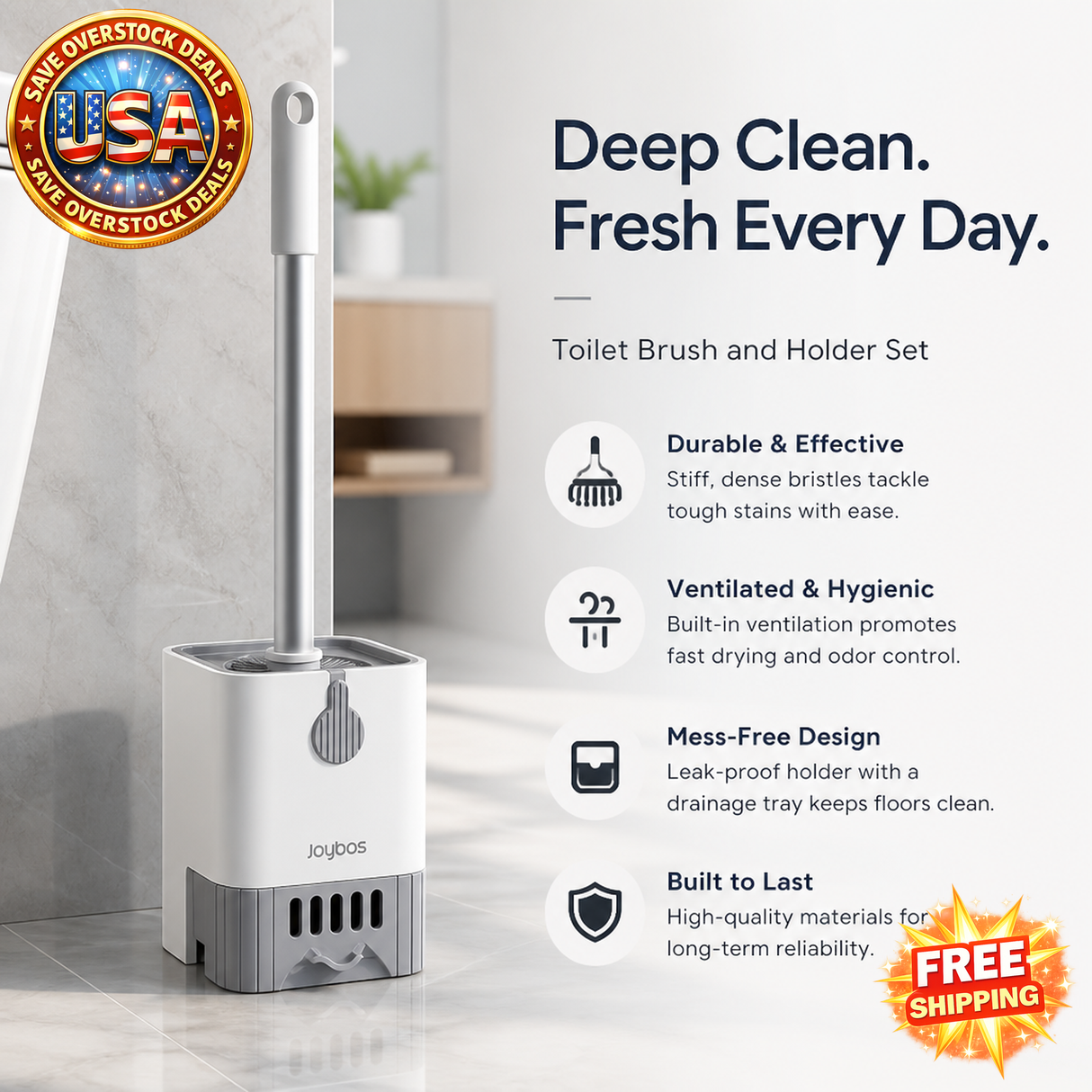 Toilet Brush and Holder Set for Deep Cleaning Bathroom