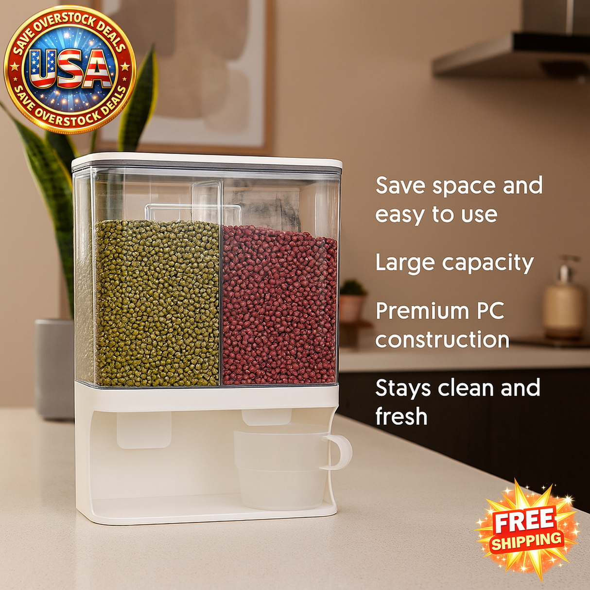 Grain Storage Canister with Compartmented Design - Sealed Storage Box