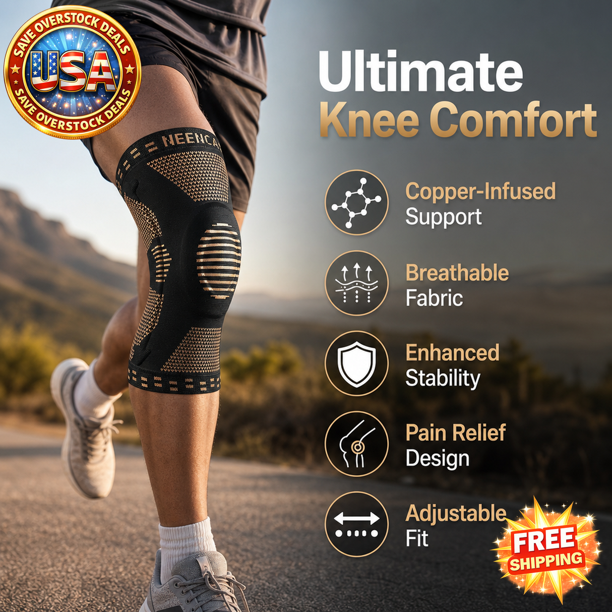 NEENCA Copper Knee Brace with Gel Pad for Knee Pain Relief