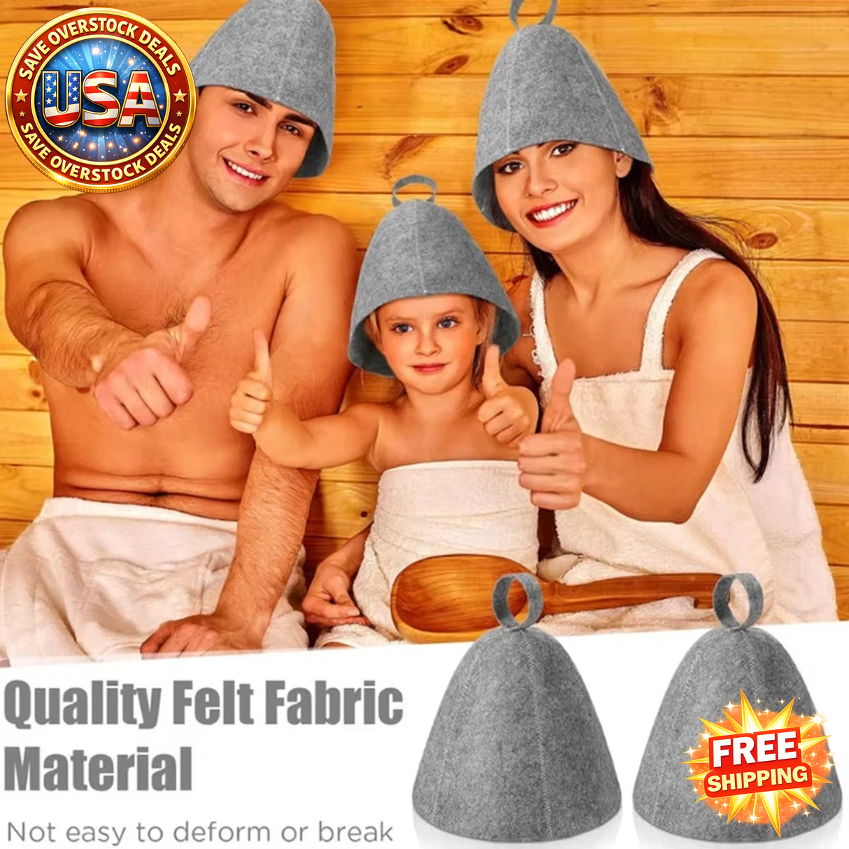 Thick Wool Sauna Hat for Hair Drying | Shower Cap | Bathroom Accessory