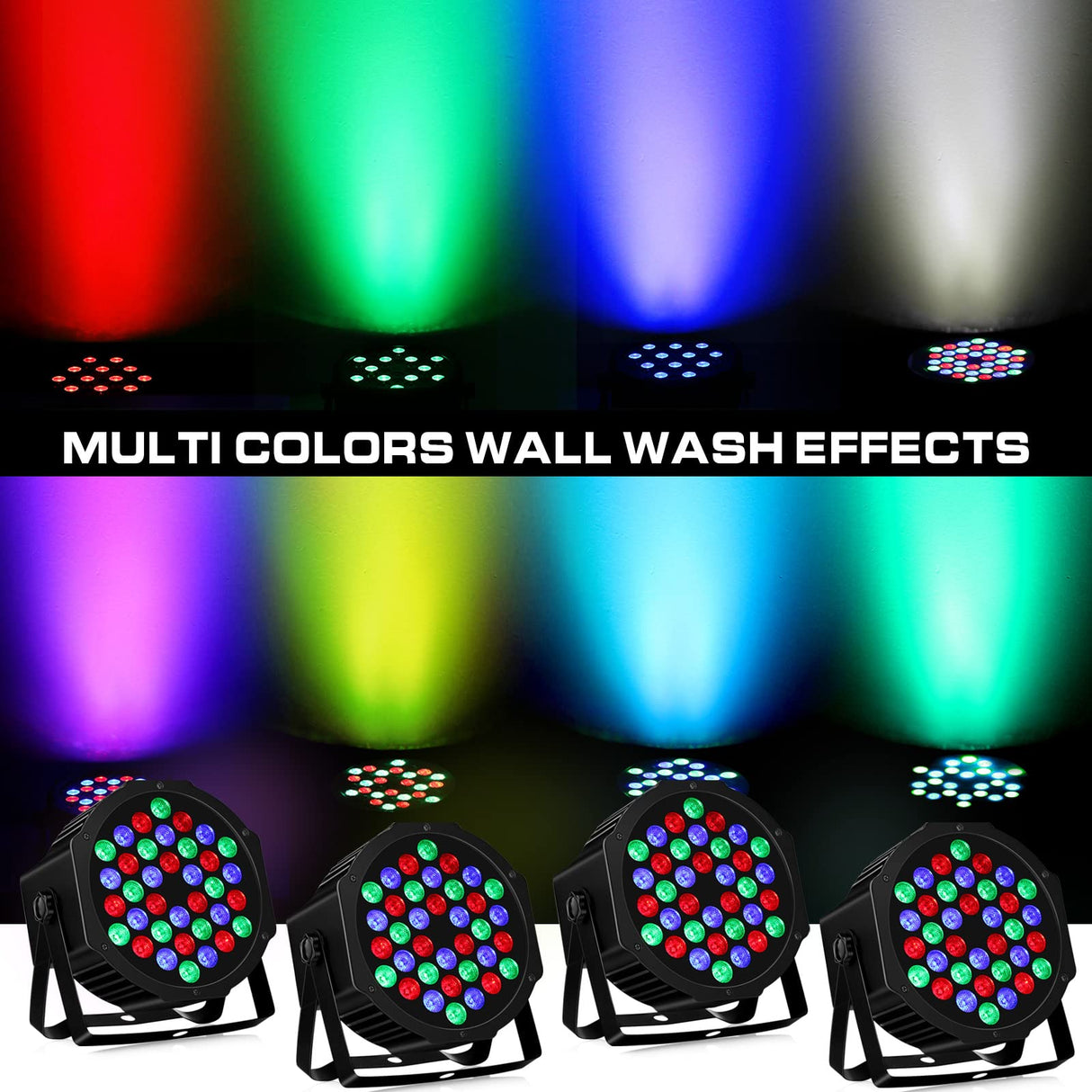 RGB LED Par Lights 36W 9 Modes Sound Activated Remote Control for Events