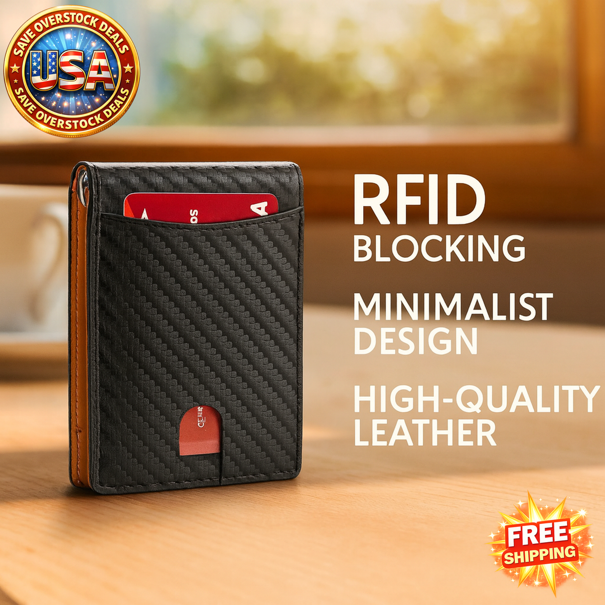 Slim Wallet for Men - RFID Blocking Leather Bifold Front Pocket Wallet