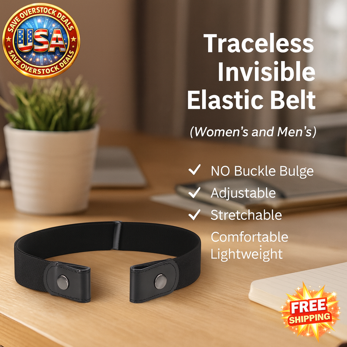 Invisible Elastic Belt for Women & Men - Traceless Design for Jeans & Pants