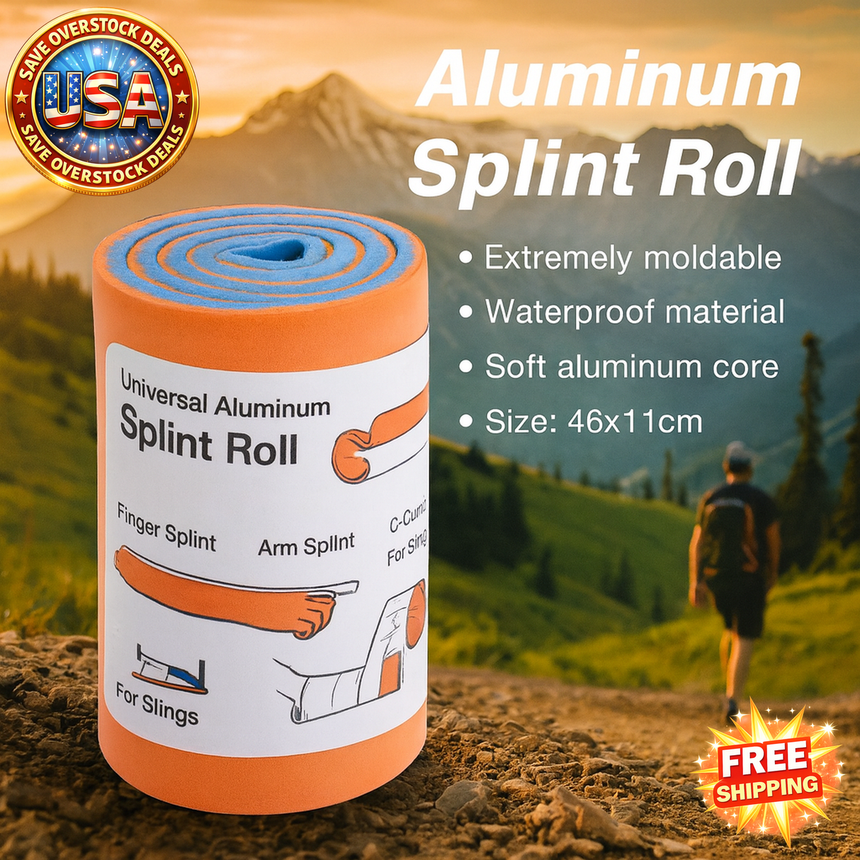 Universal Aluminum Splint Roll for Emergency First Aid - 30cm