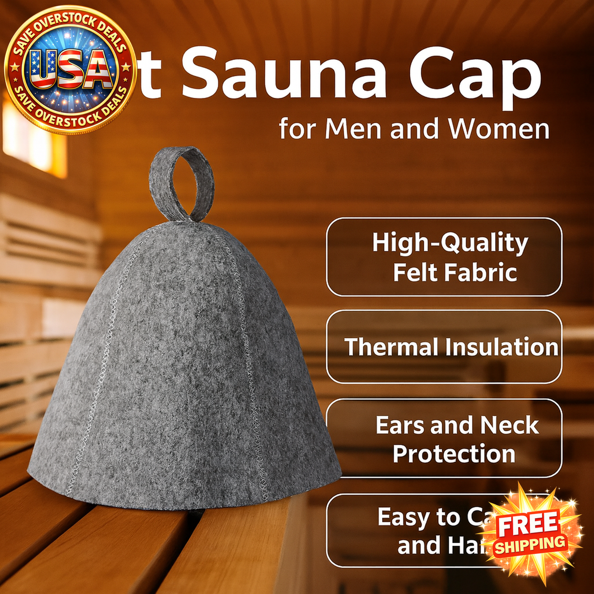 Sauna Cap for Men & Women | Felt Steam Room Hat | Home Sauna Accessory