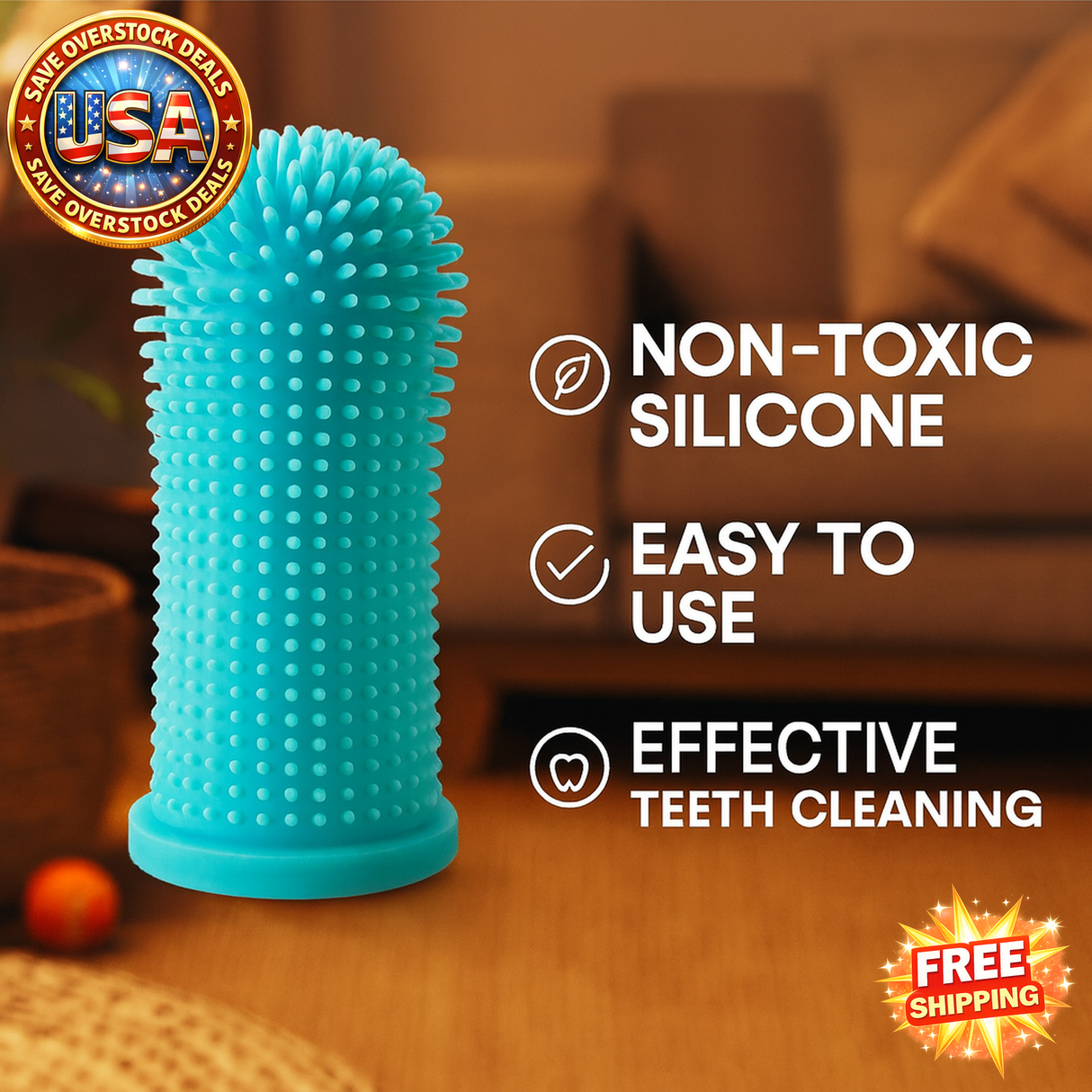 Super Soft Pet Finger Toothbrush for Dogs & Cats - Nontoxic Silicone