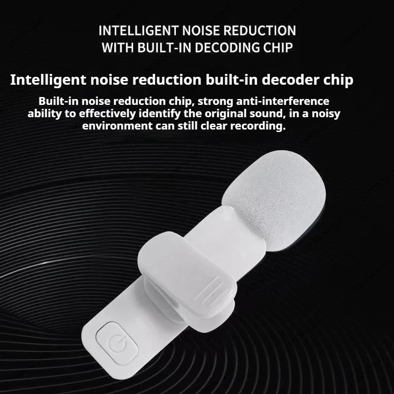 Wireless Lavalier Microphone for iPhone Android PC - Mini Audio Recording
