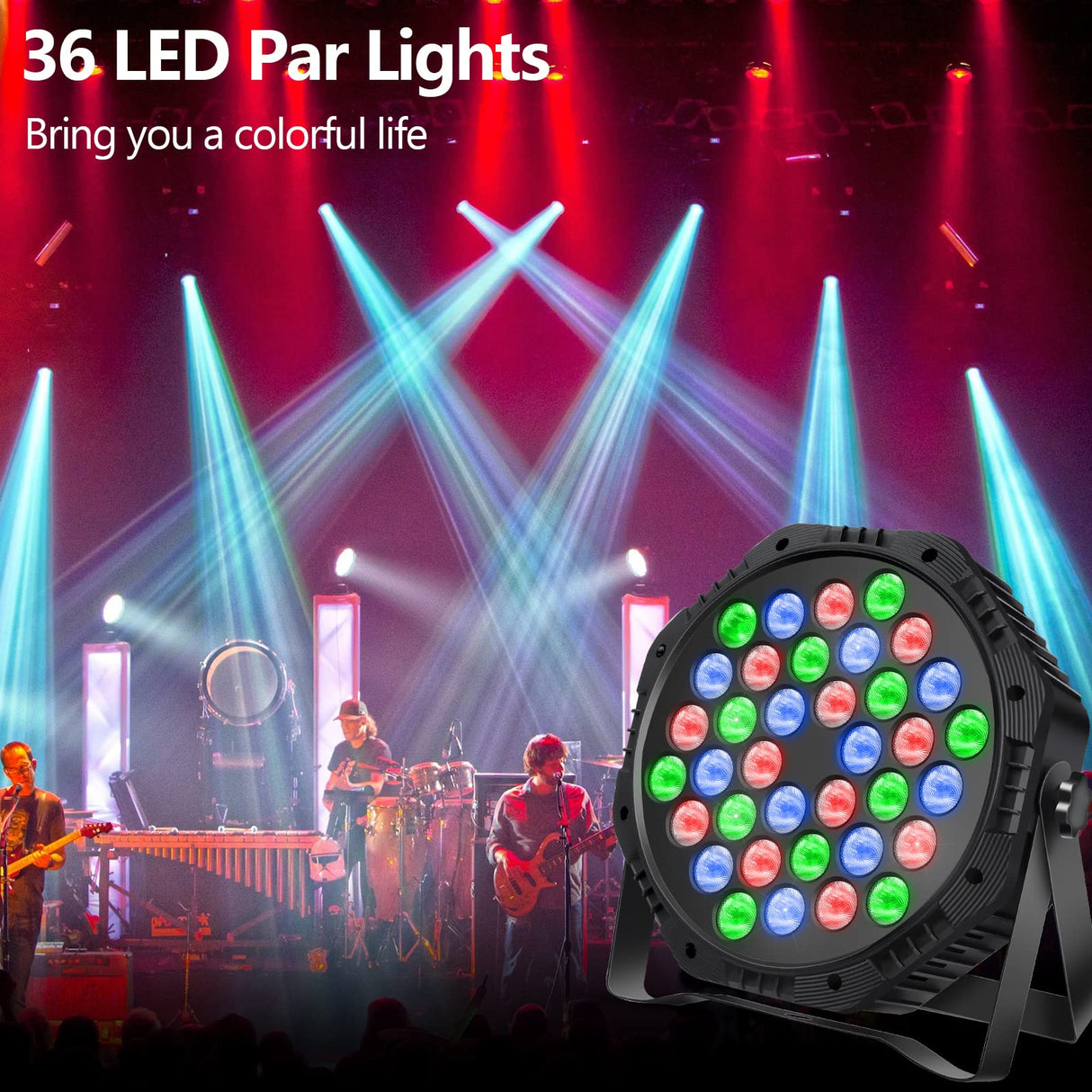RGB LED Par Lights 36W 9 Modes Sound Activated Remote Control for Events
