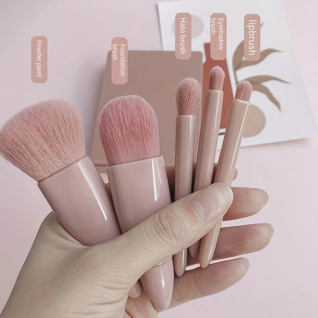 Pink Makeup Brush Kit | 5-Piece Professional Synthetic Brushes Set