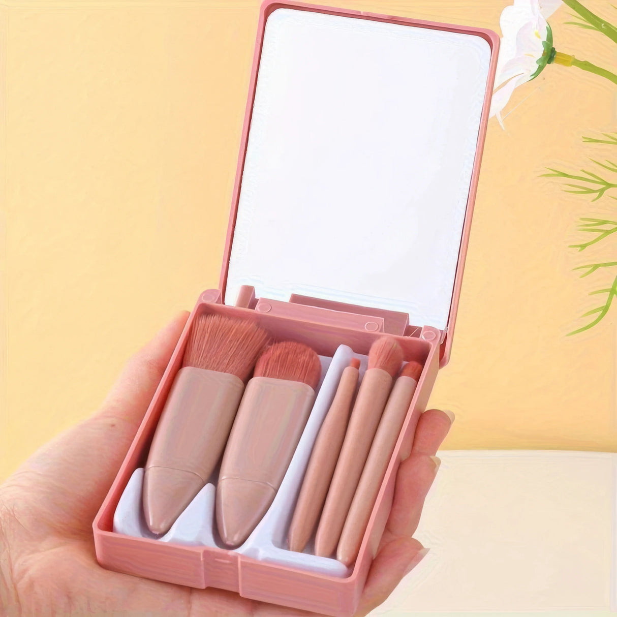 Pink Makeup Brush Kit | 5-Piece Professional Synthetic Brushes Set