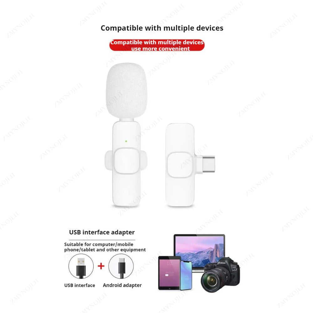 Wireless Lavalier Microphone for iPhone Android PC - Mini Audio Recording