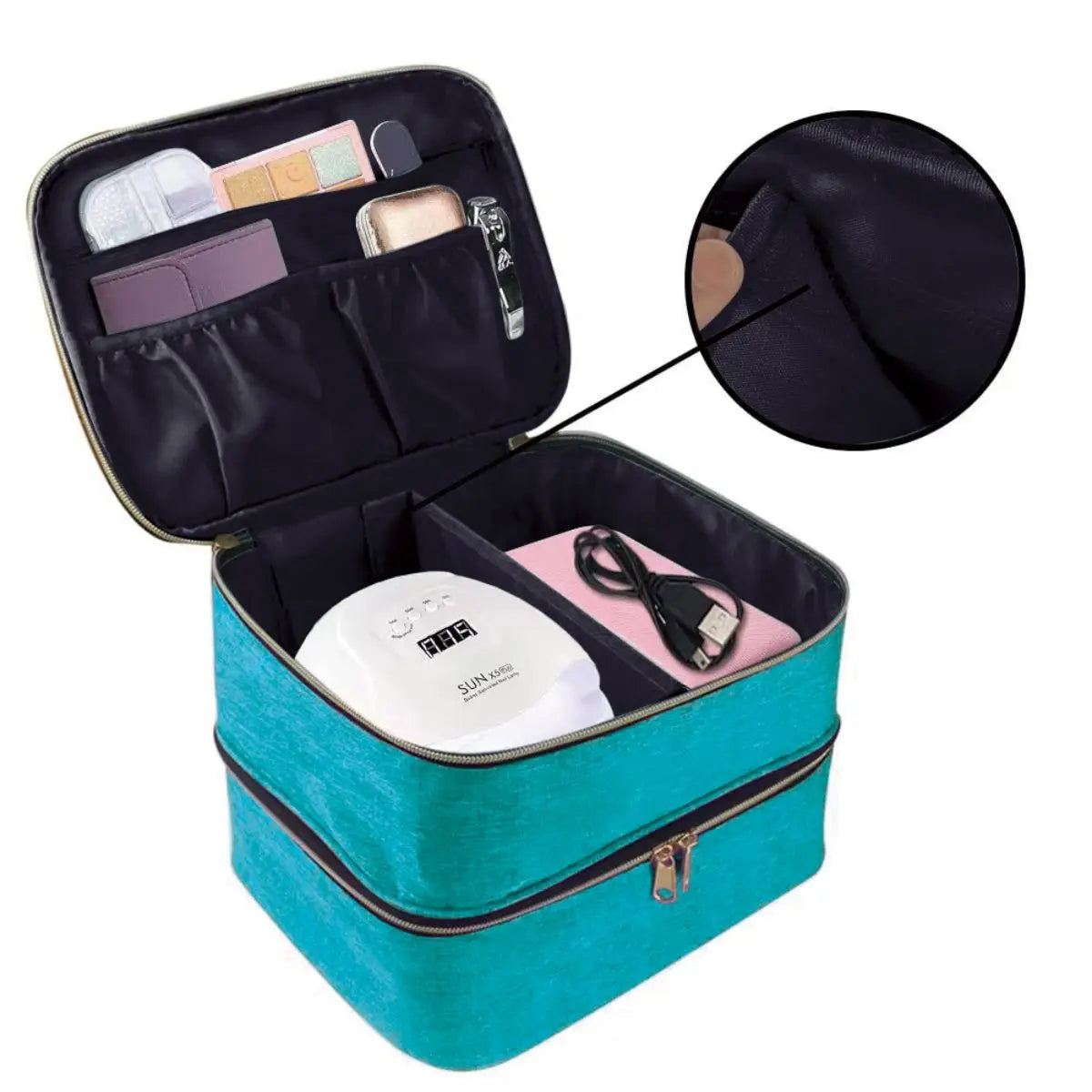 Nail Polish Organizer Tote Bag Double Layer Cosmetic Storage for Women