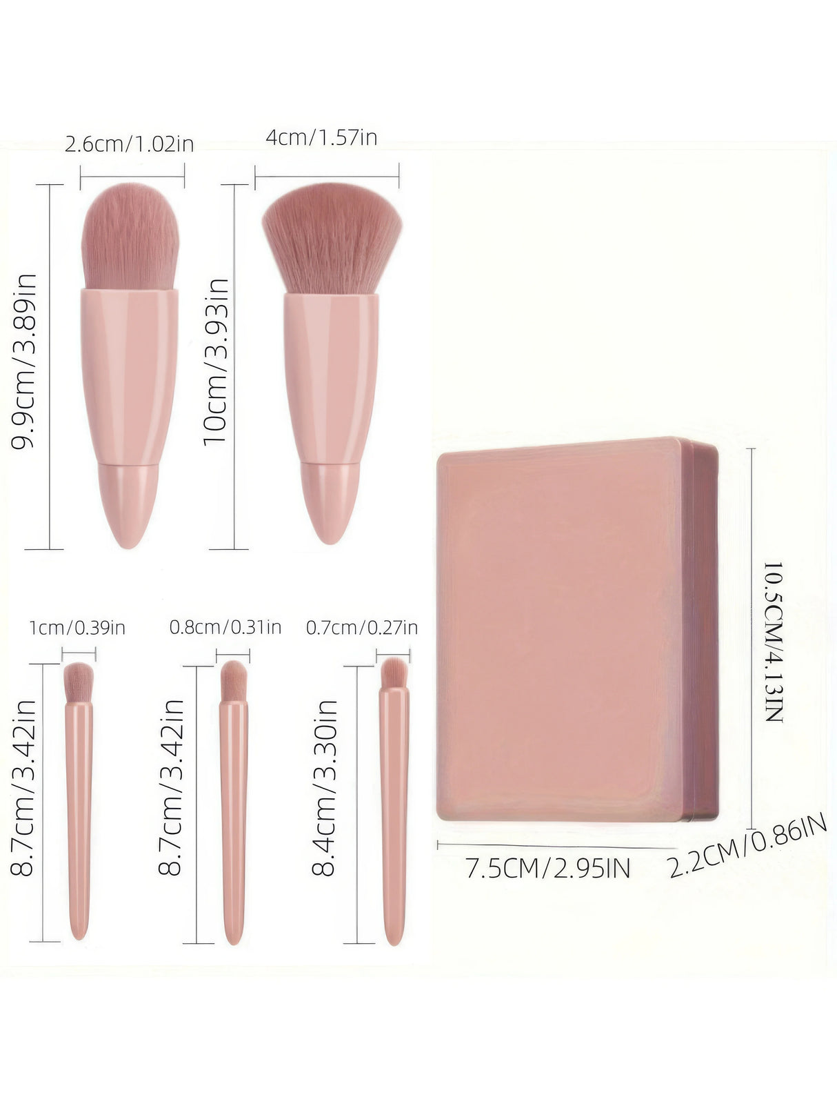 Pink Makeup Brush Kit | 5-Piece Professional Synthetic Brushes Set