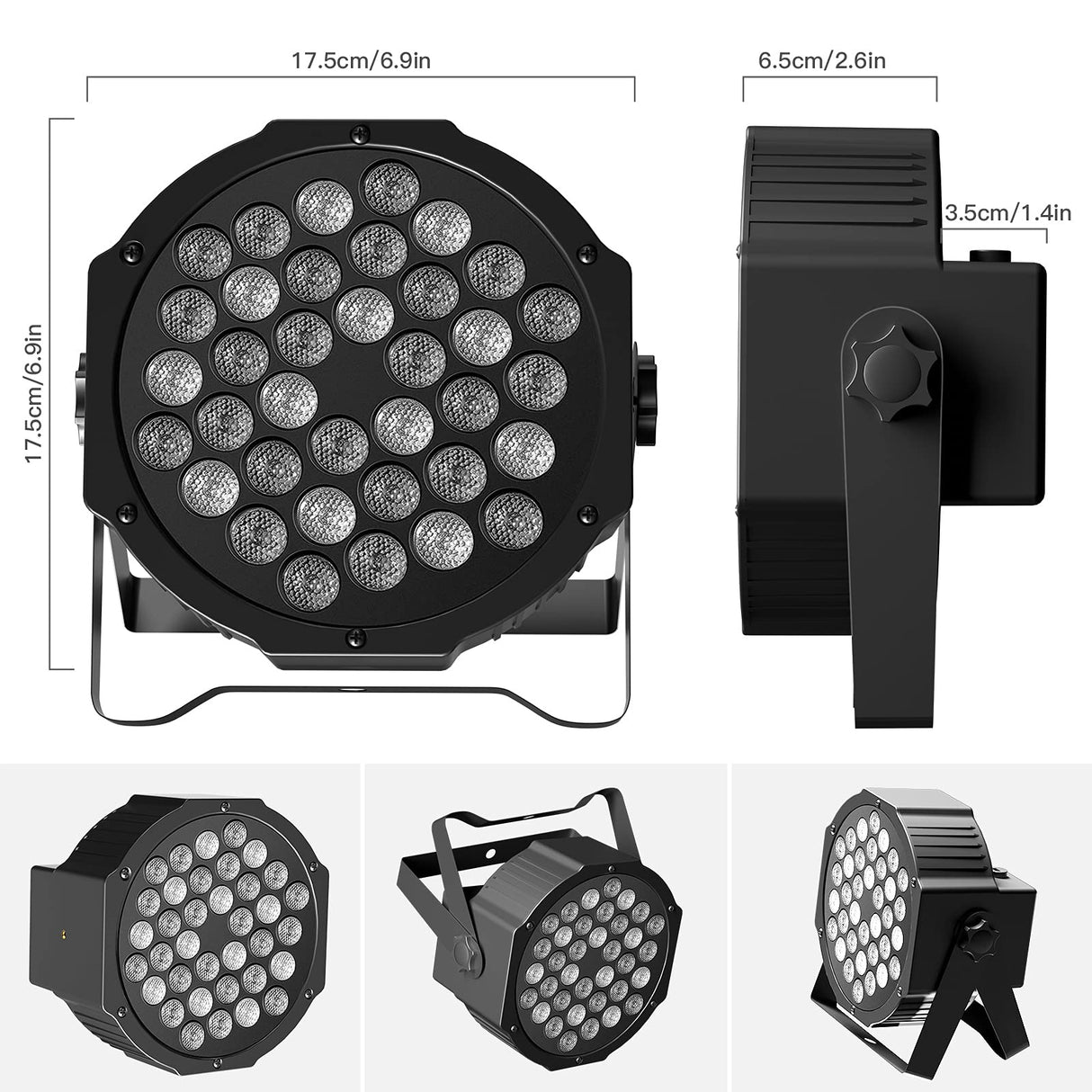 RGB LED Par Lights 36W 9 Modes Sound Activated Remote Control for Events