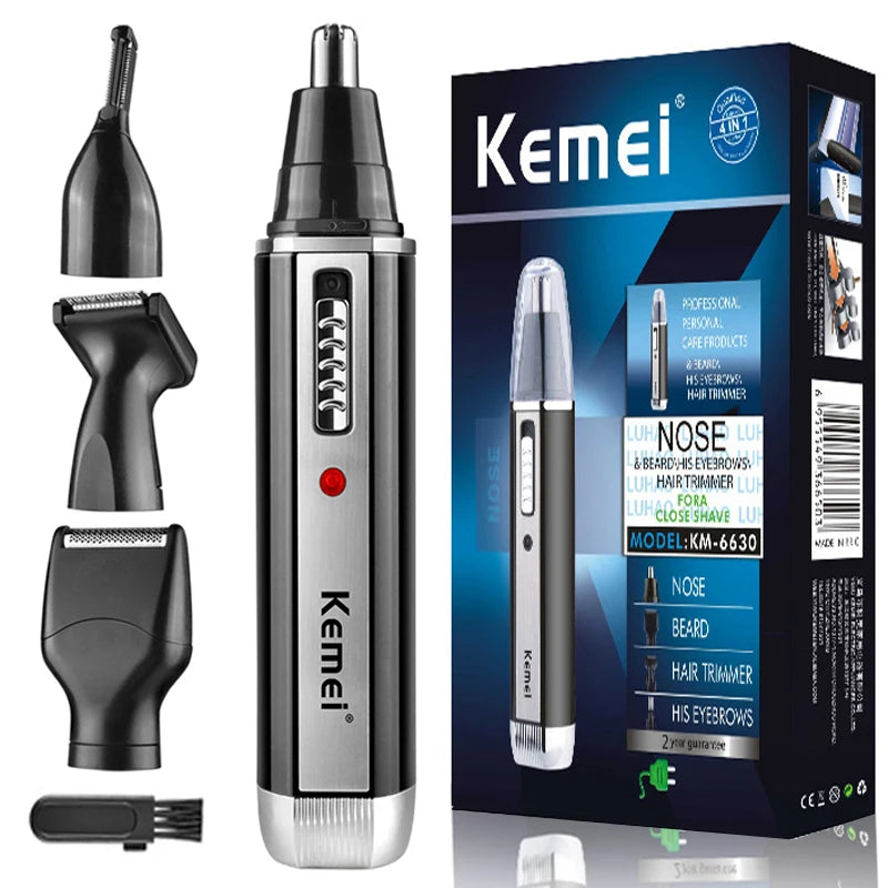 Rechargeable 4-in-1 Nose Trimmer Beard & Ear Hair Removal for Men