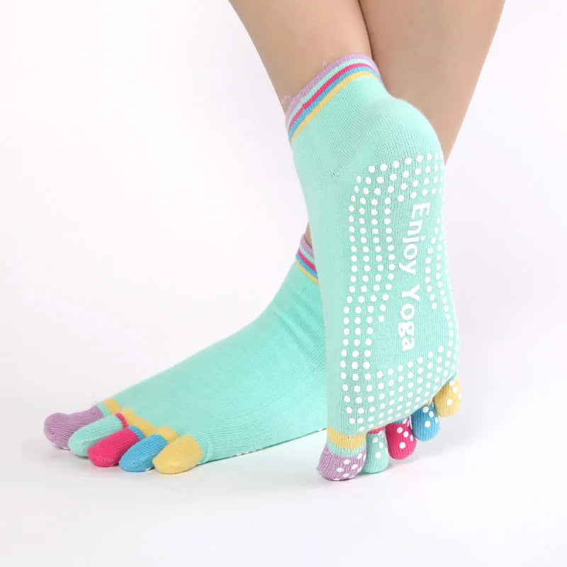 Colorful Yoga Socks for Women | Anti-Slip | Breathable Cotton | 1 Pair