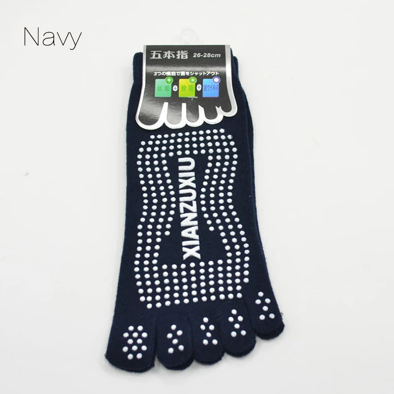 Men's Cotton Breathable Non-Slip Pilates Yoga Socks - 5 Toe Design