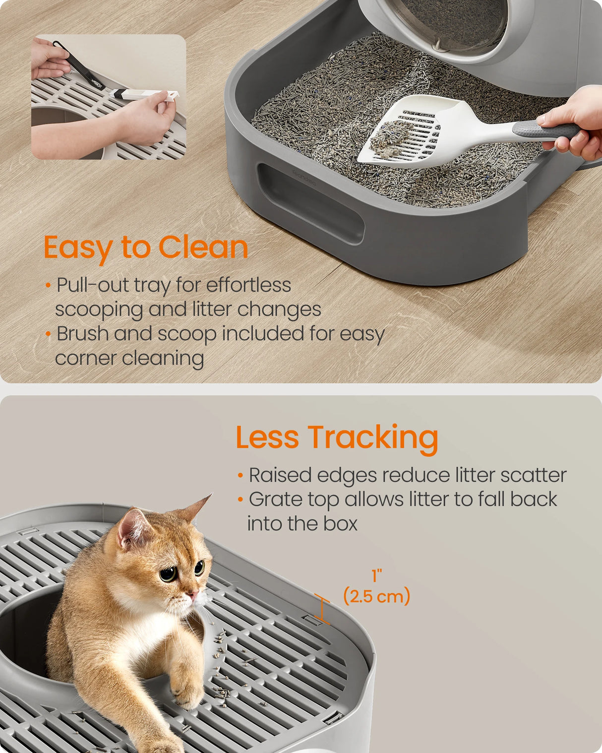 Enclosed Cat Litter Box with Lid and Slide-Out Tray - XL