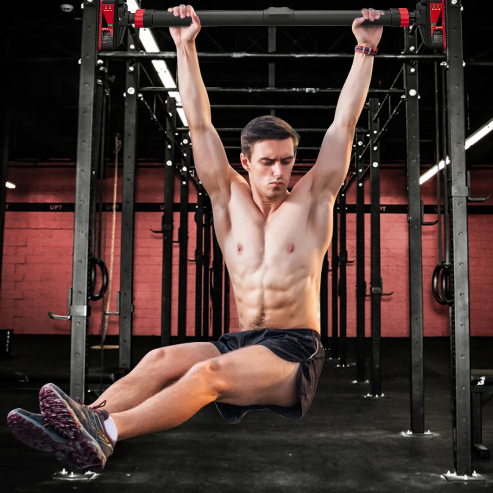 Adjustable Pull-Up Bar with Level Gauge 69-92cm, 200kg Max Load Capacity