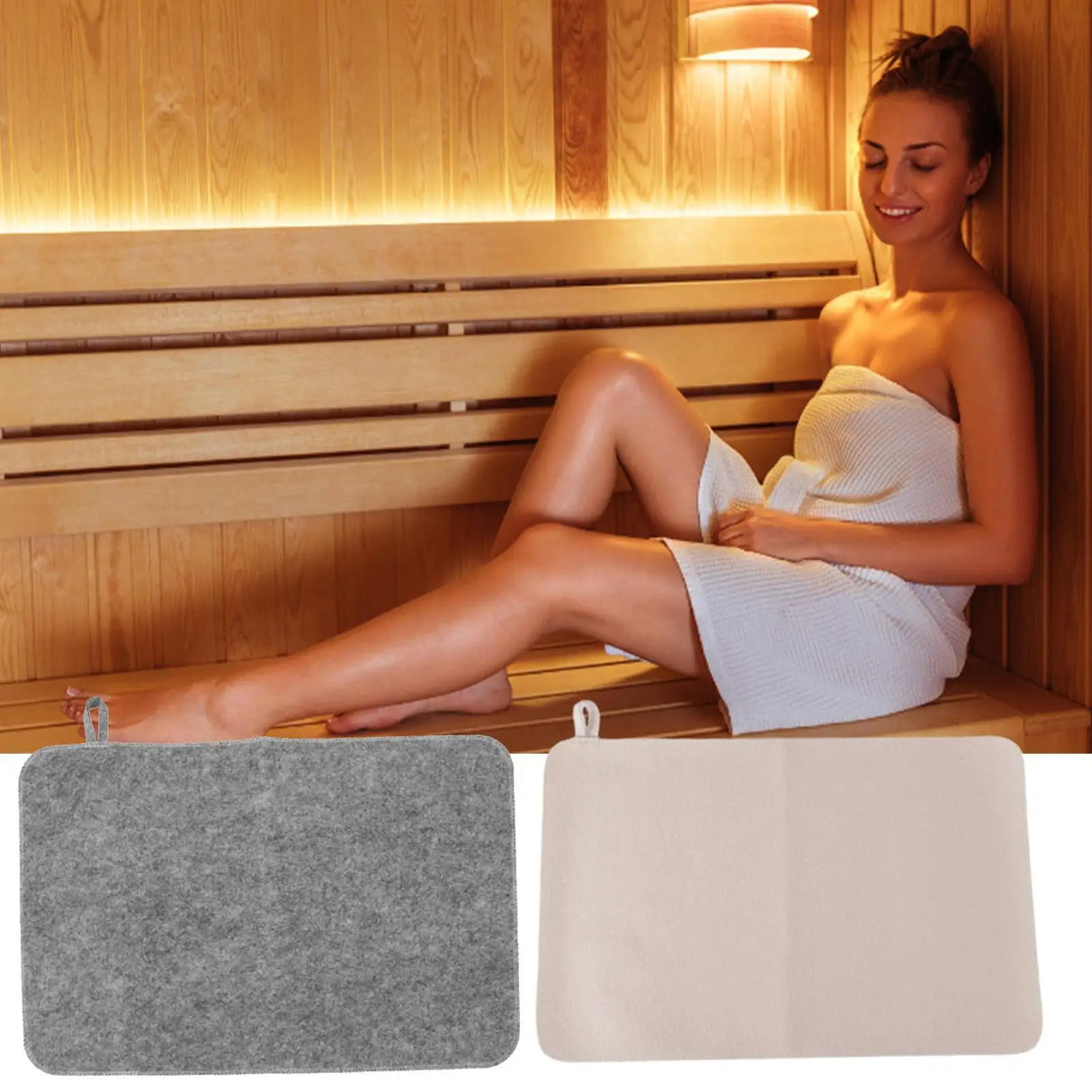 Sauna Mat Set 50x33cm 2pcs Water Absorbent Heat Insulation Cushion
