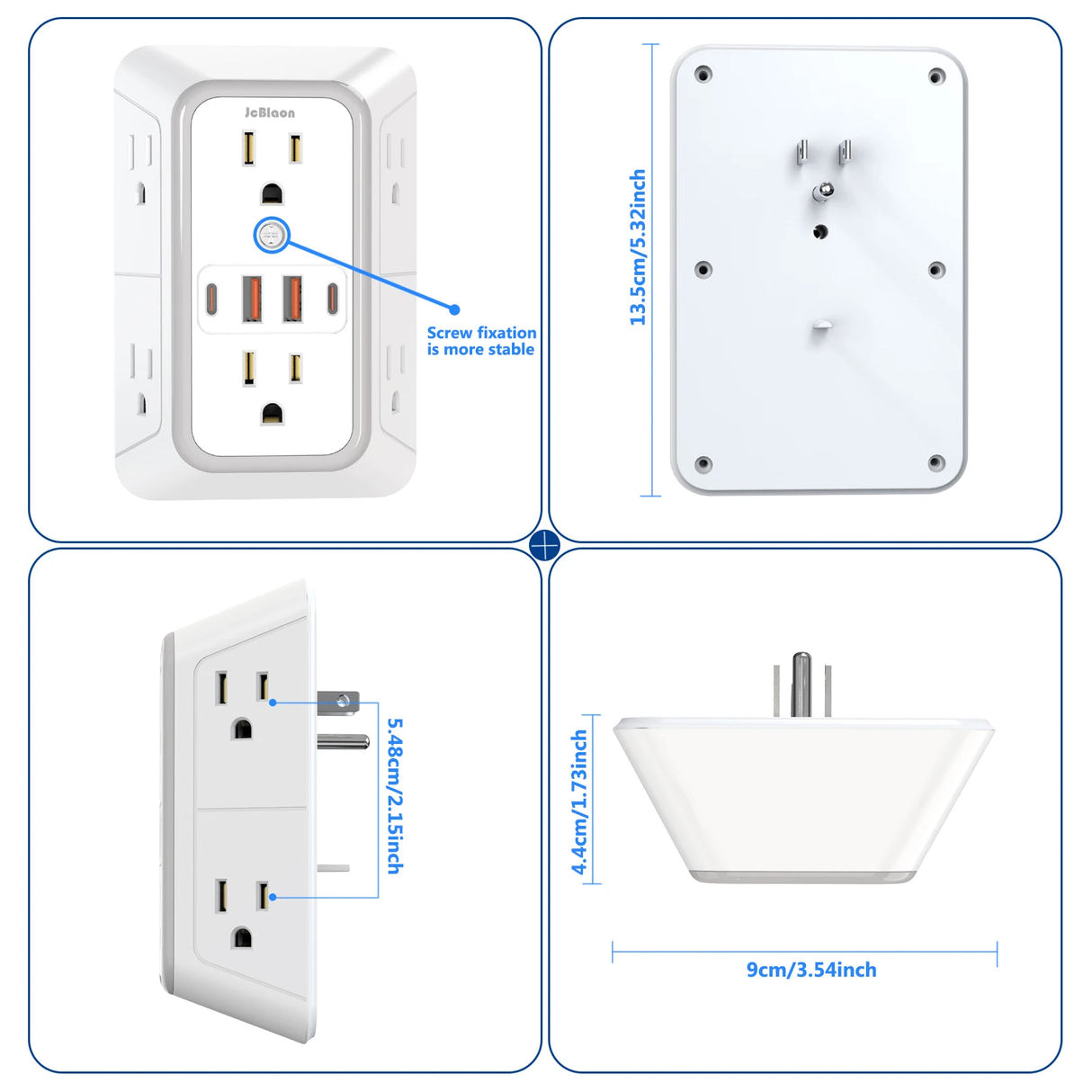 Power Strip with 6 AC Outlets & 4 USB Ports, Multi Socket Fast Charging