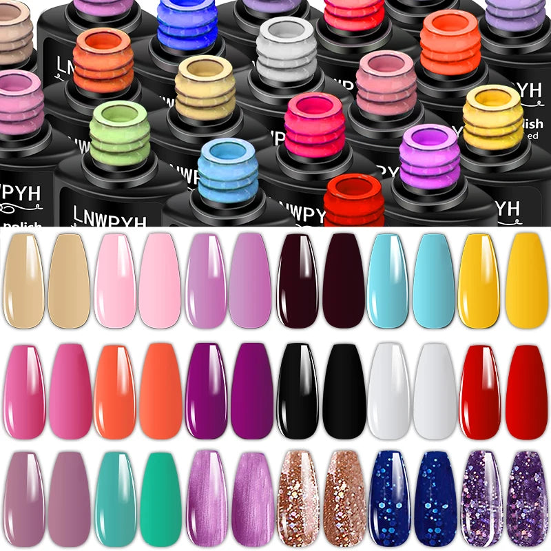 18 Colors Gel Nail Polish Set with LED Lamp, Base & Top Coat Kit