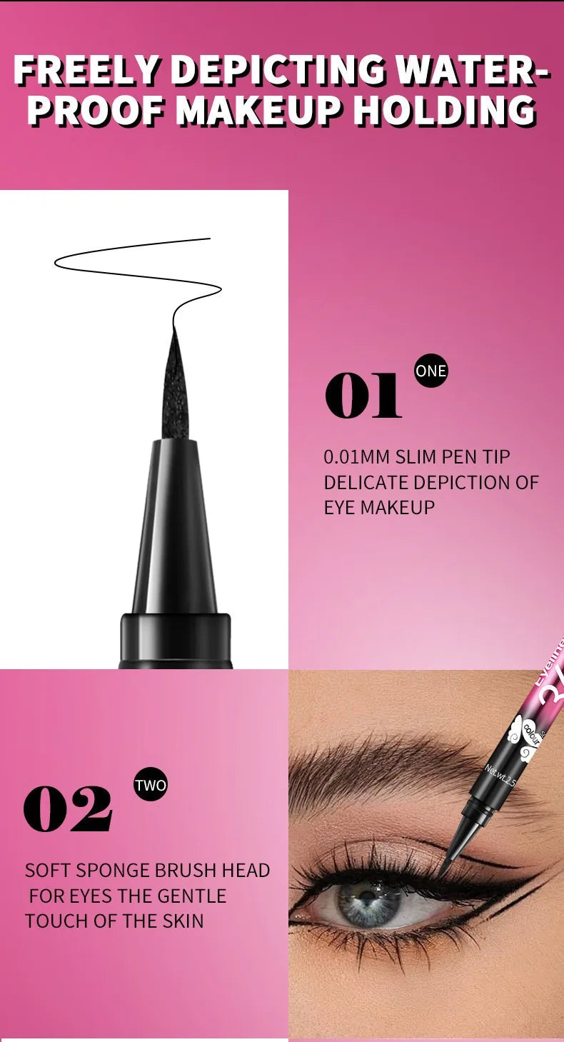 Black Liquid Eyeliner 12-Pack, Long-Lasting Waterproof Makeup Set