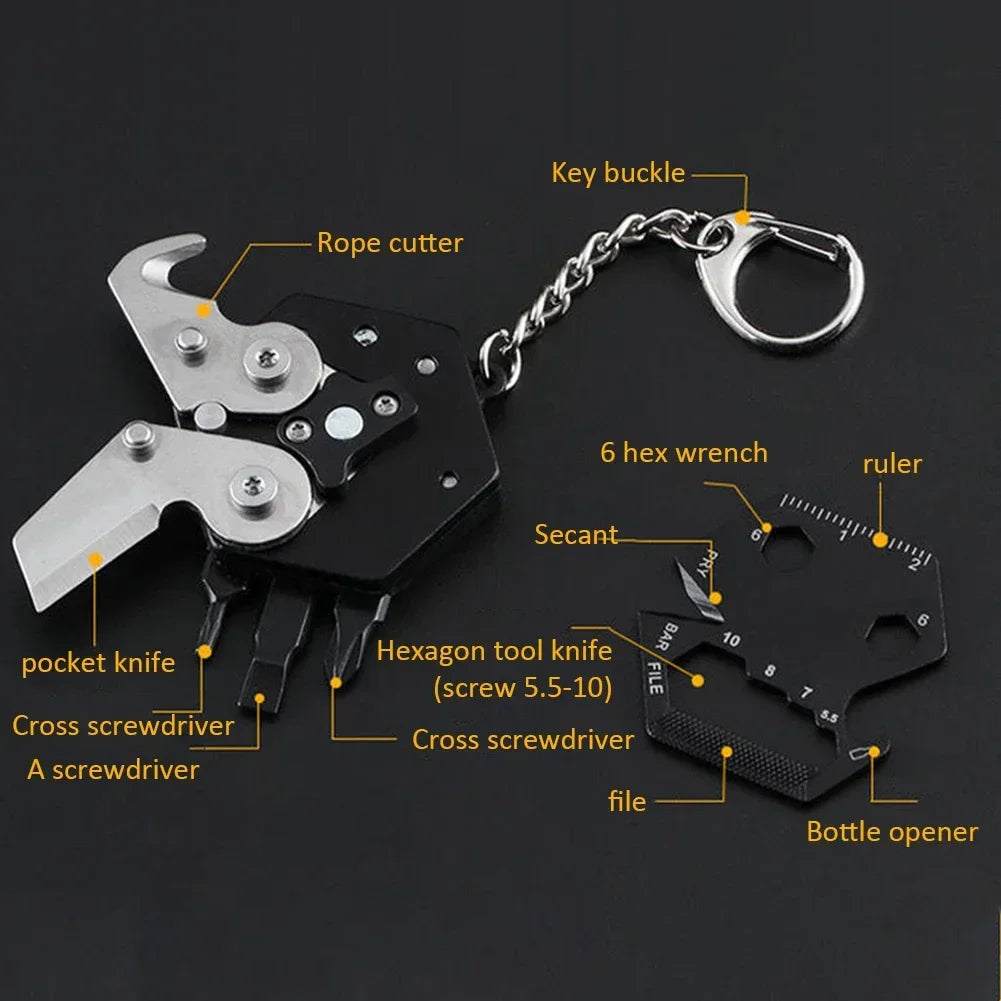 Multifunctional Keychain Screwdriver Hexagon Folding Coin Knife EDC Tool