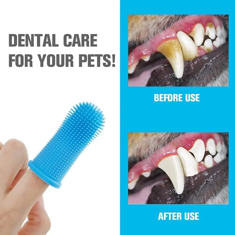 Super Soft Pet Finger Toothbrush for Dogs & Cats - Nontoxic Silicone