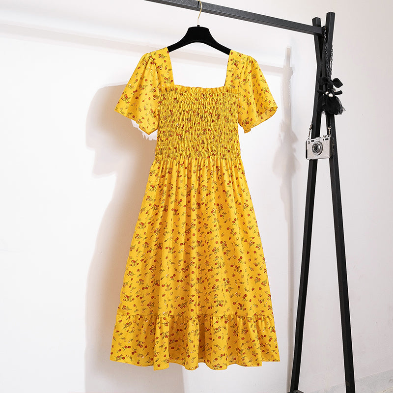 Chiffon Midi Dress for Women | Floral Print | Short Sleeve | Casual Wear