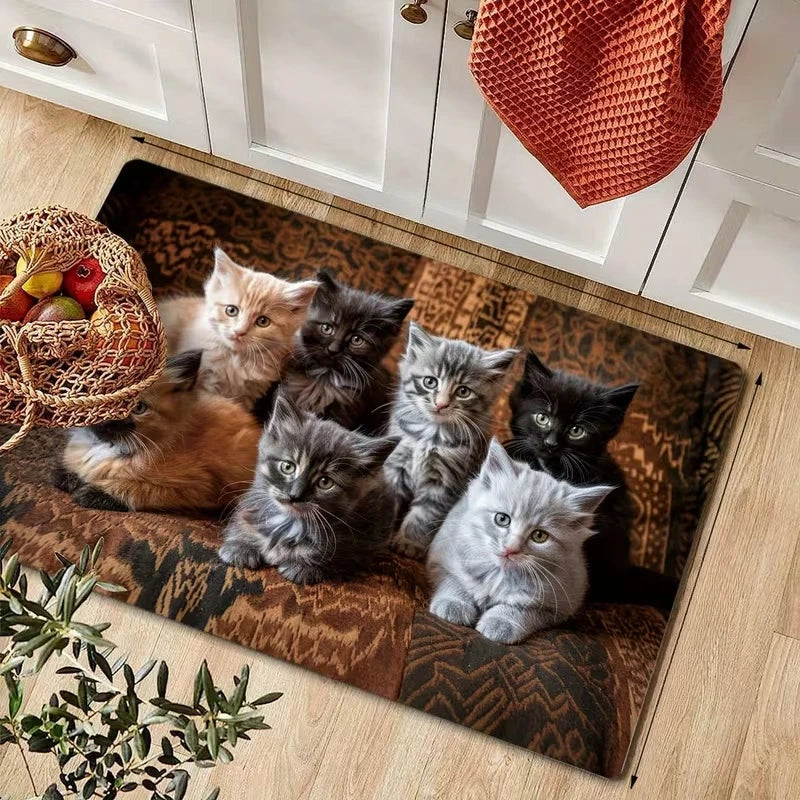 Creative Kitten Element Pattern Area Rug - Indoor Doormat for Home Decor