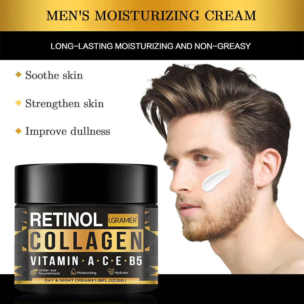 Men's Retinol Collagen Face Cream - Moisturizing, Hydrating, Anti-Aging