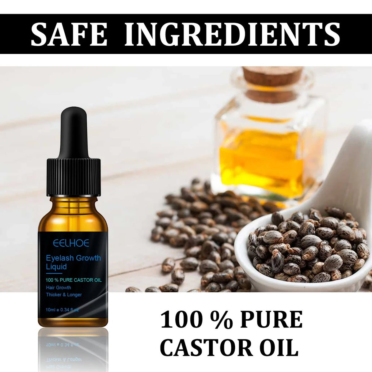 Natural Castor Oil Eyebrow & Eyelash Growth Serum - 30ml Makeup Product