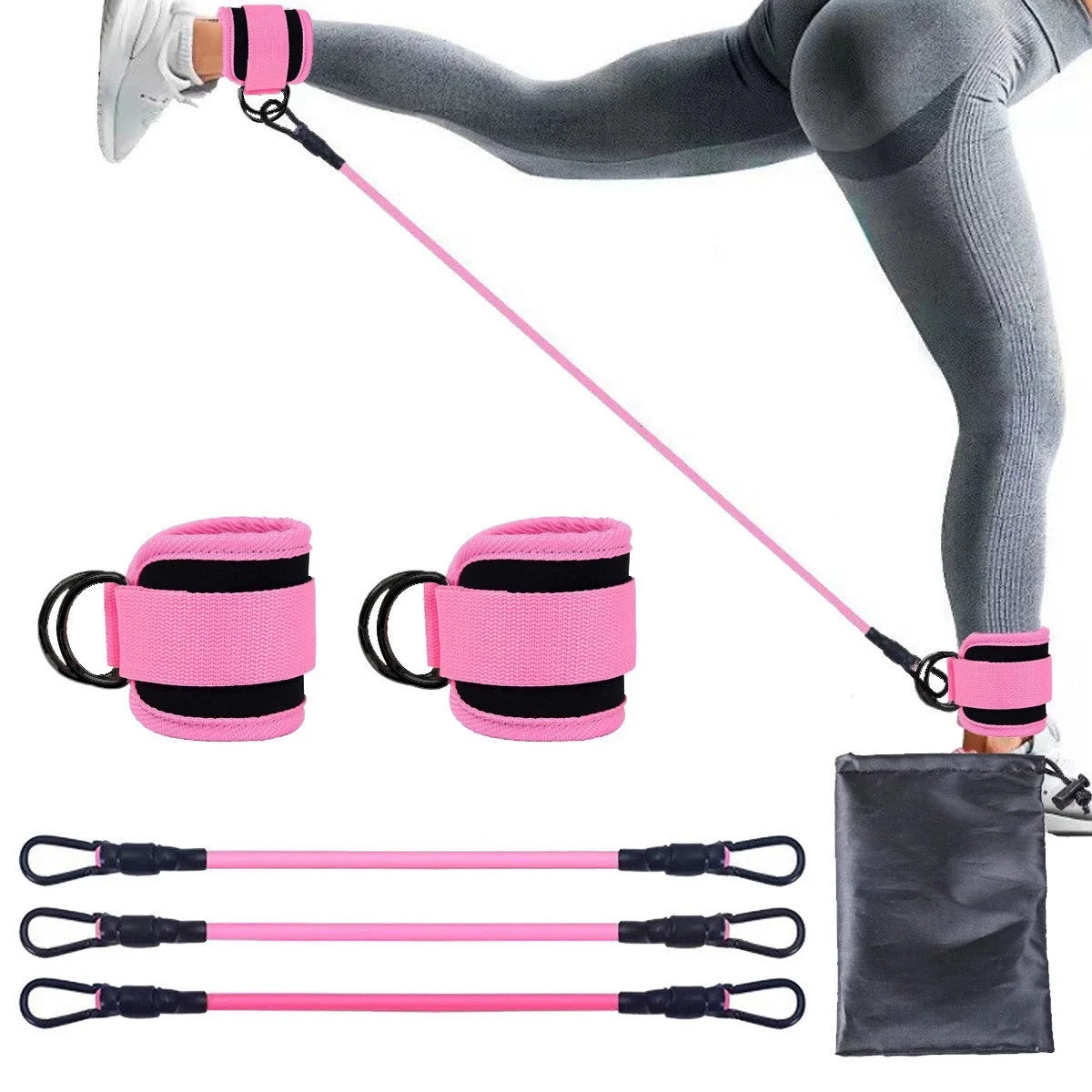 Adjustable D-Ring Ankle Straps for Cable Machines - 1pc Comfortable Cuffs