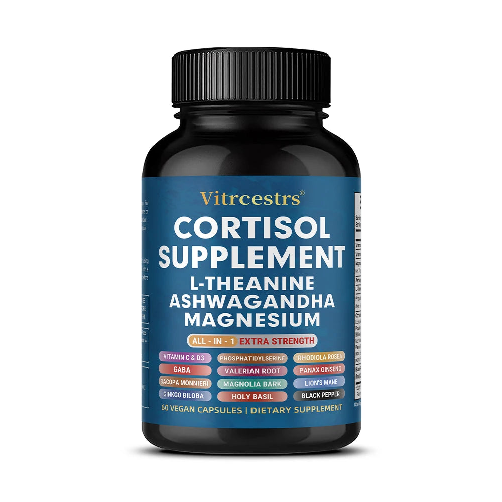 Cortisol Support Supplement with Magnesium, 60 Capsules for Daily Use