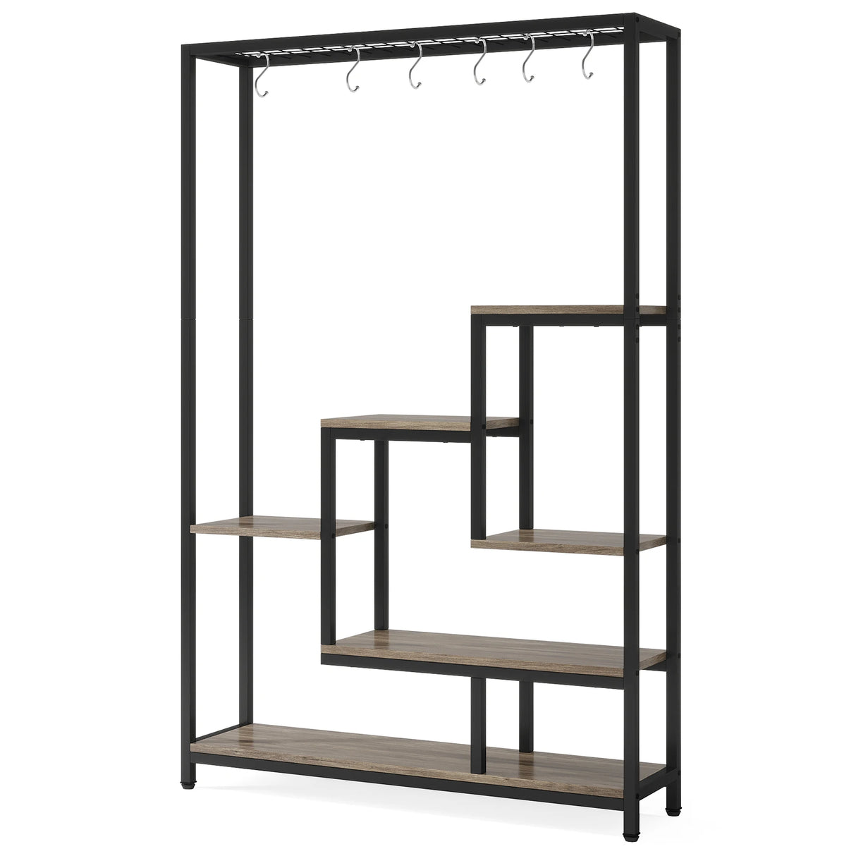 Tribesigns 5-Tier Tall Indoor Plant Stand with 10 Hanging Hooks, 70.9 Inches