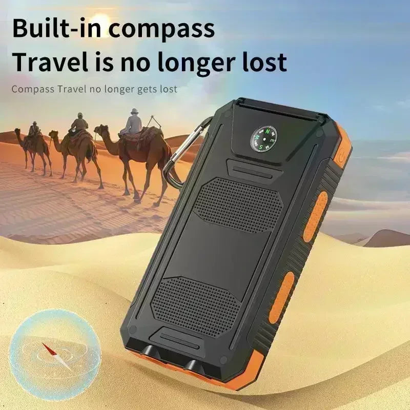10000mAh Solar Power Bank with QC3.0 Fast Charge and Waterproof Design