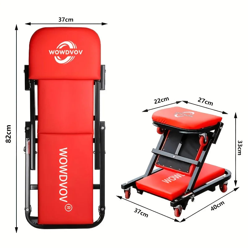 Heavy Duty Mechanic Creeper Seat with Wheels, 330lbs Capacity, Adjustable