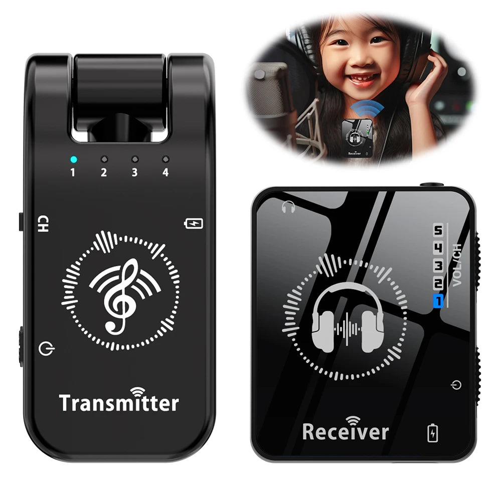 Wireless In-Ear Monitor System Rechargeable 10H Battery Live for Performance