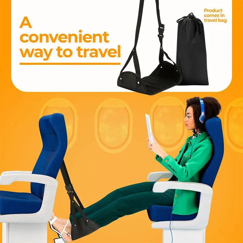 Portable Adjustable Leg Hammock for Airplane, Office, Car Travel Support