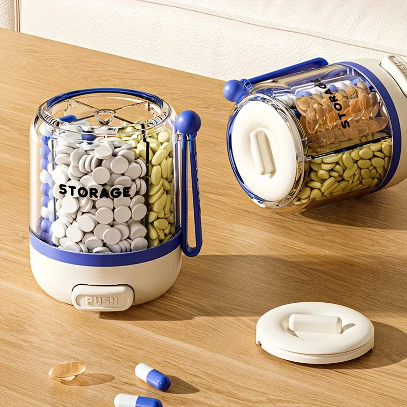 Portable Pill Divider Bottle, 4-Compartment Vitamin Storage Box