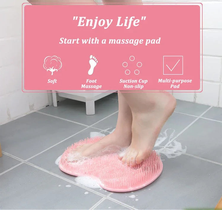 Silicone Foot Scrubber Brush Pad with Suction Cups for Bath Massage