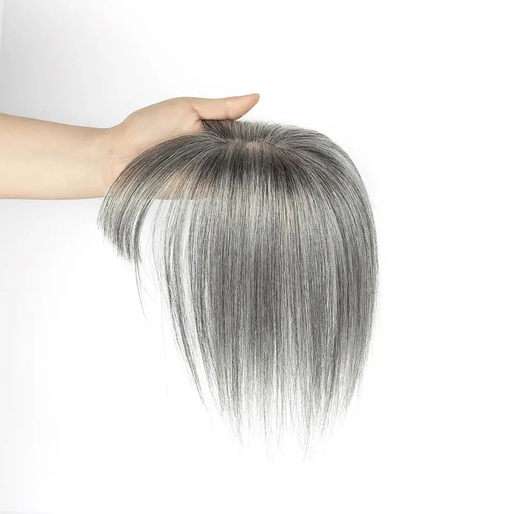 Human Hair Toppers with Clips for Volume and Length, 5x9cm Base