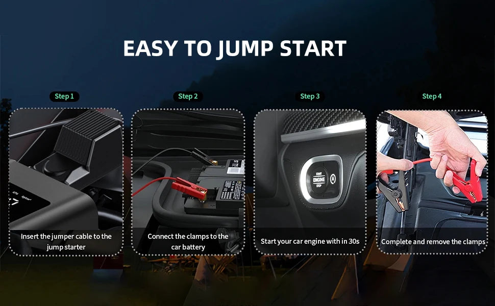 8000mAh Car Jump Starter & Tire Inflator, 150PSI Portable Air Compressor