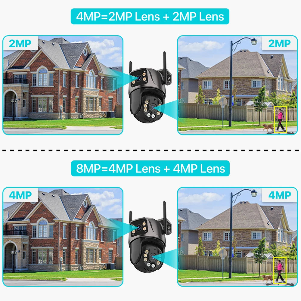 4K HD Wifi PTZ Camera 8MP Dual Lens Outdoor AI Auto Tracking Surveillance