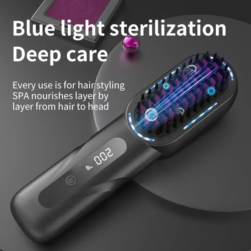 Wireless Hair Straightener Comb with Negative Ion Technology - Rechargeable
