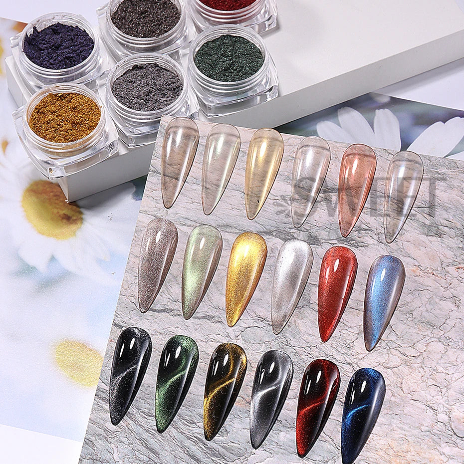 Cat Eye Chrome Magnetic Nail Powder - 6 Colors DIY Manicure Decor