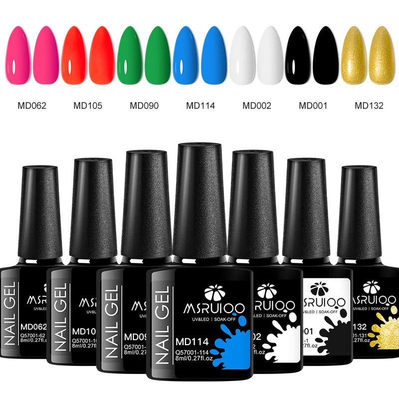 7pc Nail Gel Polish Set UV Soak Off Long Lasting Manicure Art Kit