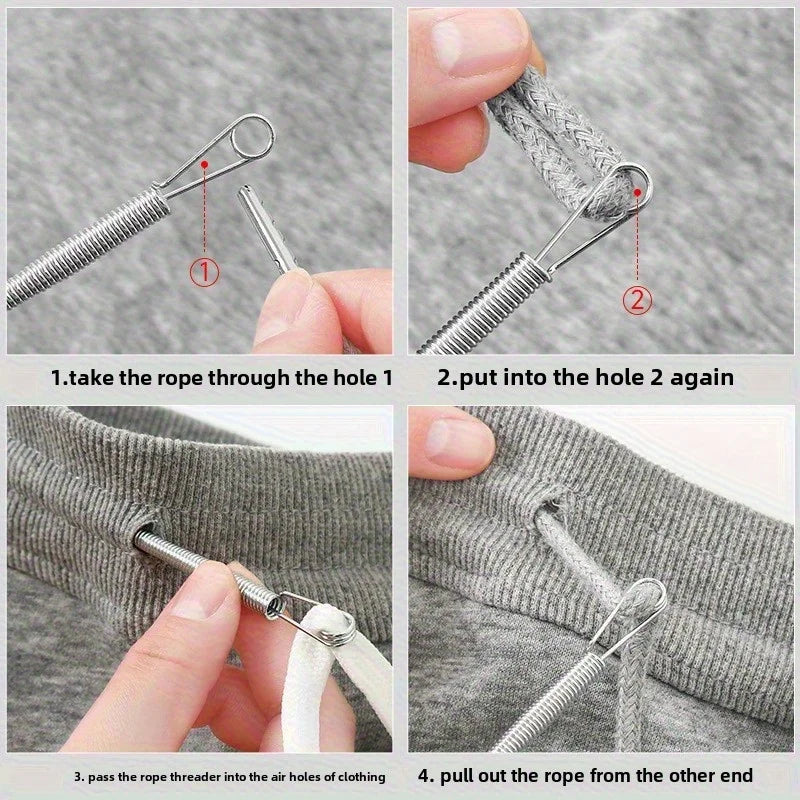 Bendable Spring Drawstring Threader Clip for DIY Sewing Accessories