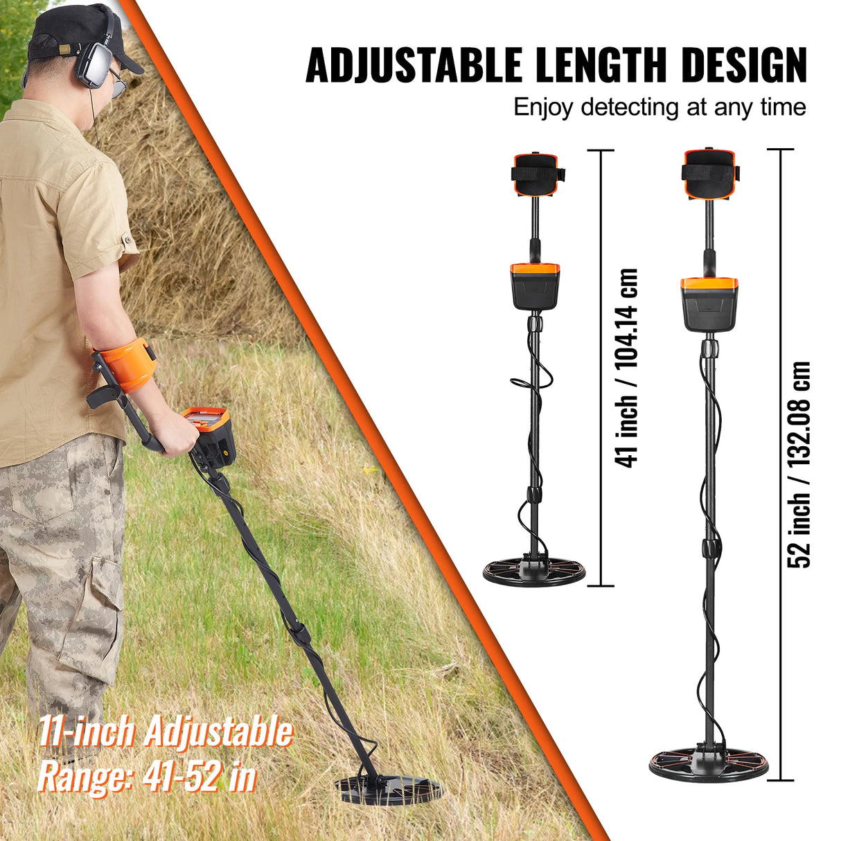 Metal Detector with 10-Inch Waterproof Coil and LCD Display, Adjustable Stem